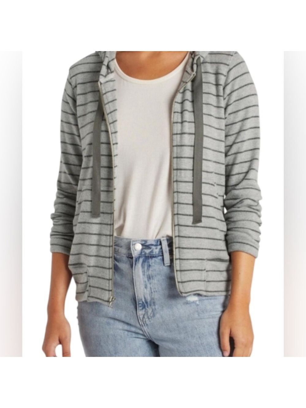 Sundry Striped Tawny Zip‎ up Hoodie - NWT - Size 4/XL - *SOFTER THAN SOFT*